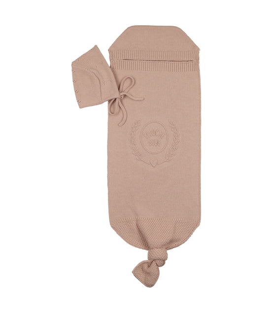 Peluche Bebe Embossed Cocoon + Bonnet - Rose