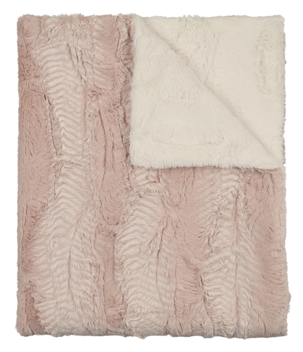 Lux Fur Blankets - Feather Rose and Natural