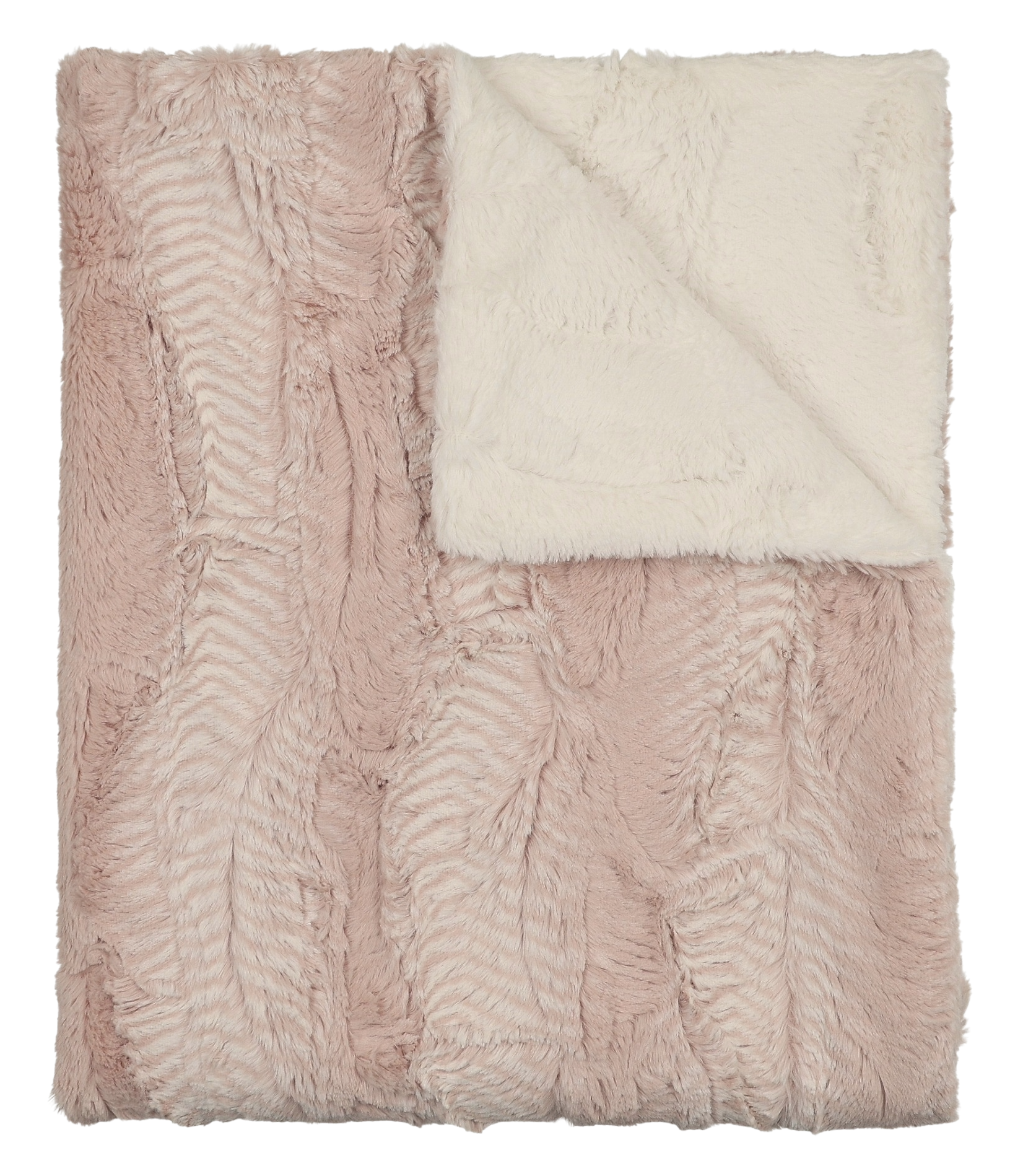Lux Fur Blankets - Feather Rose and Natural