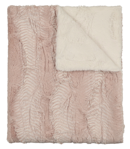 Lux Fur Blankets - Feather Rose and Natural