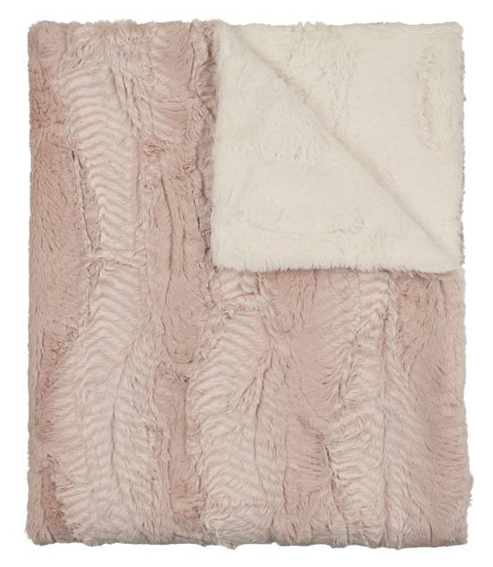 Lux Fur Blankets - Feather Rose and Natural